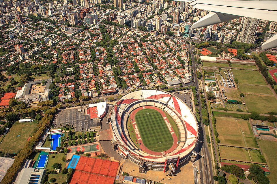 Vista aérea del Estadio Monumental de River Plate, sede del partido